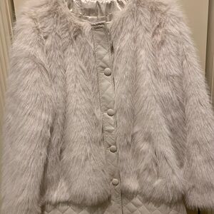 Dennis Basso Cream Faux Fur Jacket